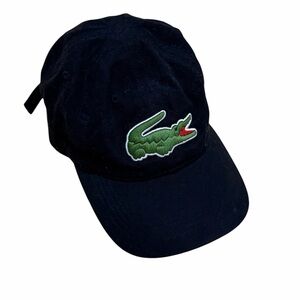 lacoste big logo black dad hat